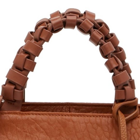 SOLD********CHRISTOPHER KON Tassel Shoulder Handbag Textured Leather NEW Cognac - Picture 7 of 9